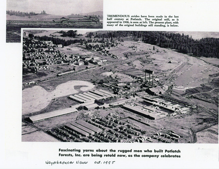 Newspaper Clipping: aerial view of the Potlatch Mill
