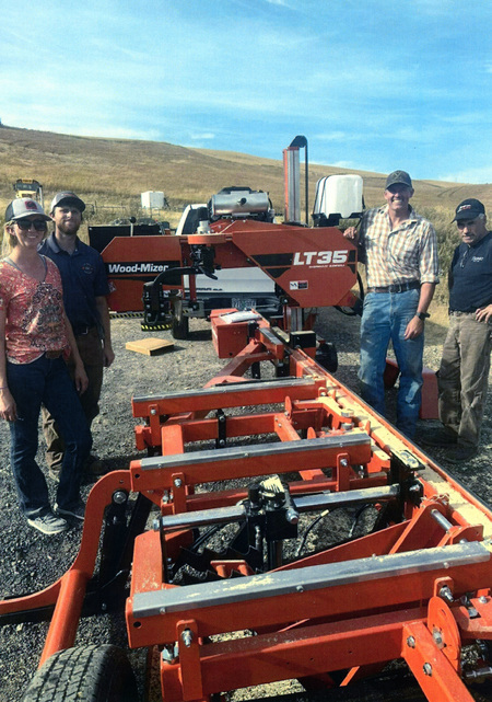 Photograph of the portable sawmill at the Potlatch Jr. Sr. High School.
