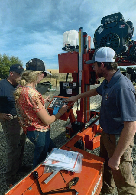 Photograph of the portable sawmill at the Potlatch Jr. Sr. High School.