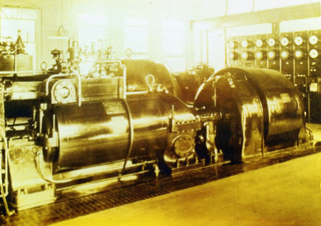 Photograph from slide of the generator in the power plant at the Potlatch Mill.