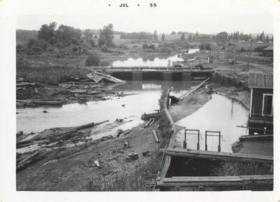 The dam is closed causing low water levels in the log pond.