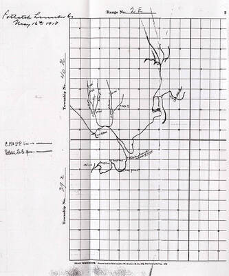 A map of Potlatch Lumber 6 covering Township Nos. 39N and 40N by Range No. 2E. C. M. & S. +P. Line and Potlatch Lbr Co-Spurs are depicted on the map. May 16th 1918.