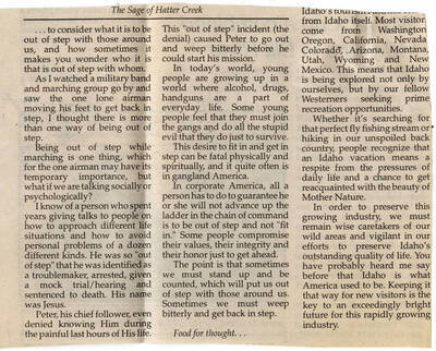 A continuation of an article entitled, 'The Sage of Hatter Creek' about compromising values and integrity to fit in. It starts with a small summary of the end of Jesus's life and ends with saying we must 'weep bitterly' and do what we are supposed to.