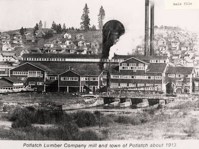 A photograph of Potlatch, Idaho and the Potlatch Lumber Company mill.