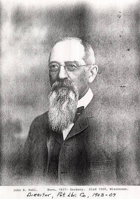 A portrait of John B. Kehl, a director at the Potlatch Lumber Company from 1903-1909. He was born in 1837 in Germany and died in 1909 in Wisconsin.