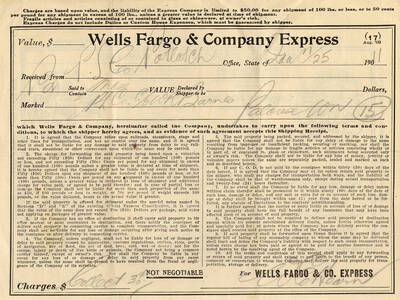 A shipping receipt from Wells Fargo & Company Express for the Potlatch Lumber Company.