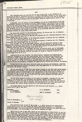 A deed for approximately 440 acres of land sealed by J.K. and Mary P. McCormack.