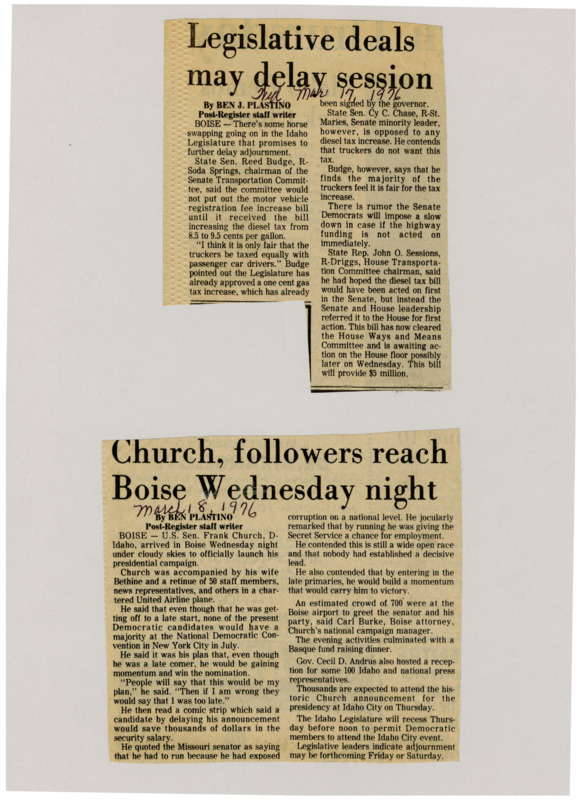 A newspaper article discussing: Idaho lawmakers are debating a proposed diesel tax increase from 8.5 to 9.5 cents per gallon, with Senate Transportation Chair Reed Budge supporting it to ensure truckers are taxed equally with passenger vehicles. However, Senate Minority Leader Cy C. Chase opposes any tax hike. The diesel tax bill, which could raise $5 million for highway funding, has passed the House Ways and Means Committee and is awaiting further action.