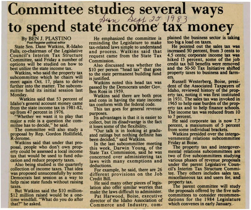 A newspaper article discussing the specifics of tax reform, analyzing the impact of income tax and the potential for non income tax sources of revenue.