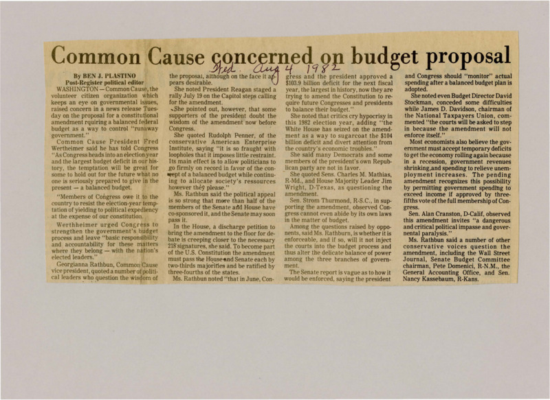 A newspaper article blasting the political grandstanding of proponents for the amendment to require a balanced budget. Namely the fact that the supporters of the amendment had just passed the largest deficit spending bill in history.