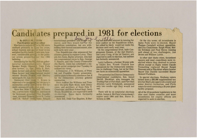 A newspaper article detailing some of the moves legislators and other elected positions are doing before the election season.