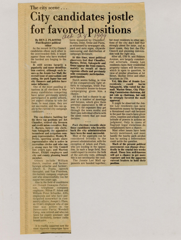 A newspaper article examining the front runners among the 14 City Council candidates running for office in the upcoming election. Performance from past elections is given for context on what policies might be helping individual candidates.