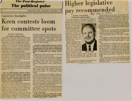 A newspaper article discussing: The Idaho legislative Compensation Committee has proposed to keep legislative salaries the same but increase the amount of daily expenses. These expenses haven't been increased in the last 4 years. Along with the increased daily expenses, it's expected the new daily schedule will make things easier for the state auditor.