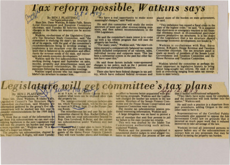 A newspaper article detailing the funding challenges as result of federal cuts, and implementing tax reform to fill the gaps.