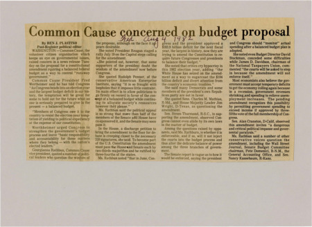 A newspaper article blasting the political grandstanding of proponents for the amendment to require a balanced budget. Namely the fact that the supporters of the amendment had just passed the largest deficit spending bill in history.