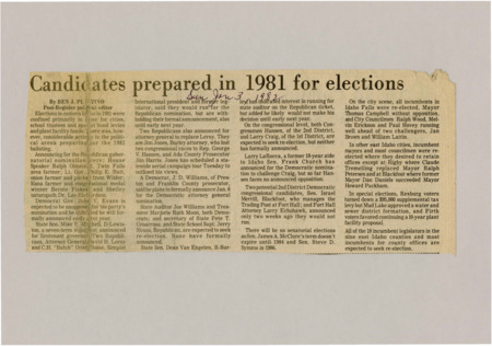 A newspaper article detailing some of the moves legislators and other elected positions are doing before the election season.