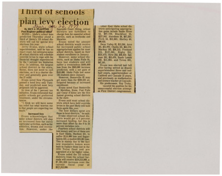A newspaper article detailing the estimated 40 school districts proposing school levies to shore up funds from the new 1% initiative. The other consequences are higher fees for extracurricular activities.
