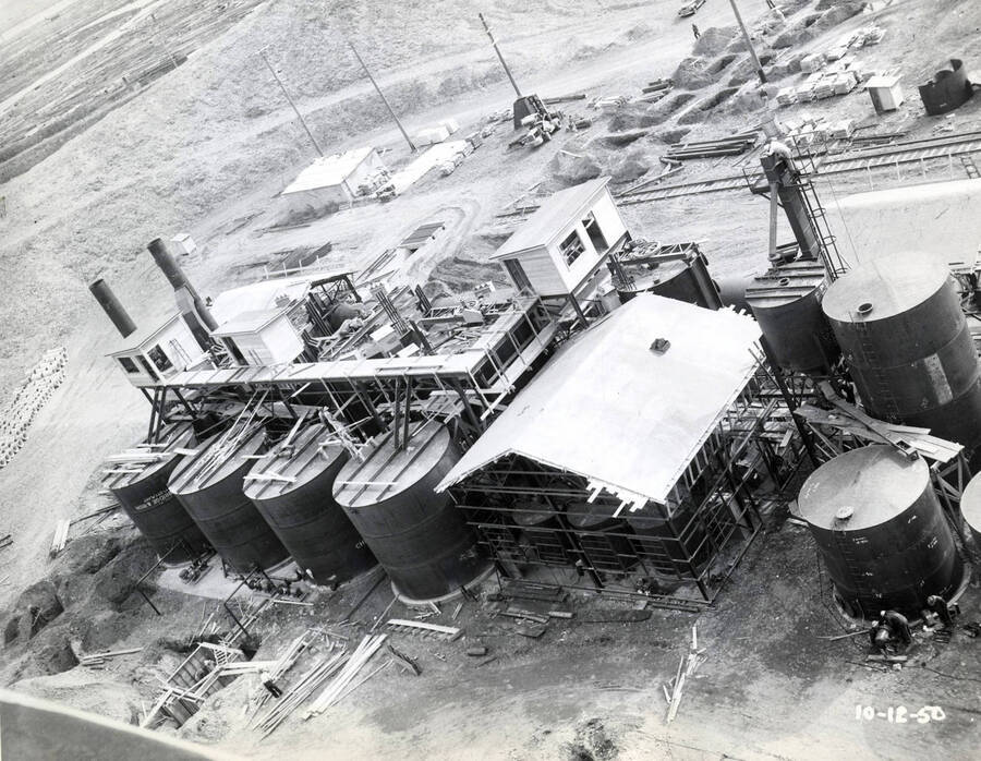 Tanks for the Clearwater paper mill plant under construction.