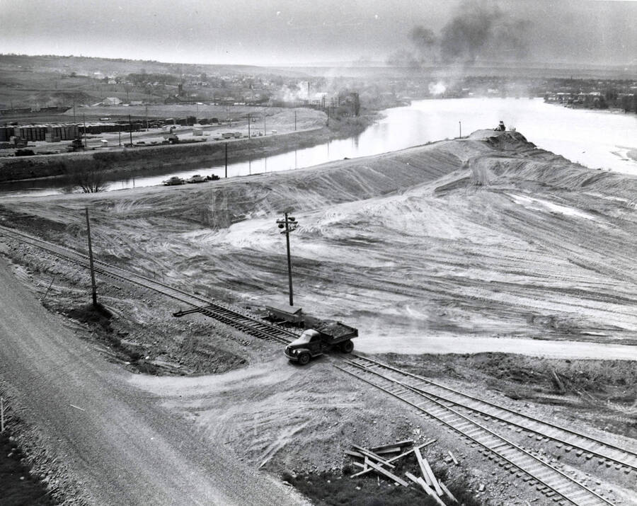 Photograph of the site for the Clearwater Paper Mill before construction began
