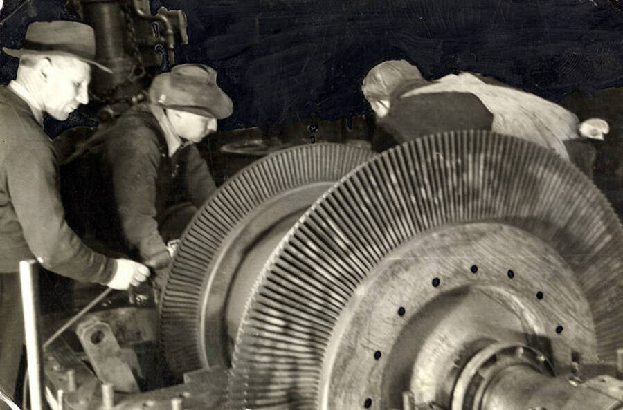 During the sawmill overhaul the power plant crew repaired the turbine.