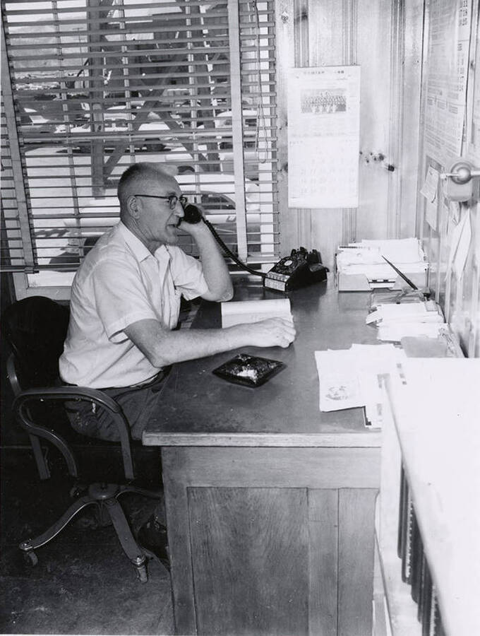 DM Sowa sits at a desk in the Kamiah Mill office.