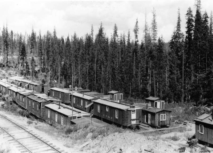 The converted railcars into bunkhouses of Camp 55.