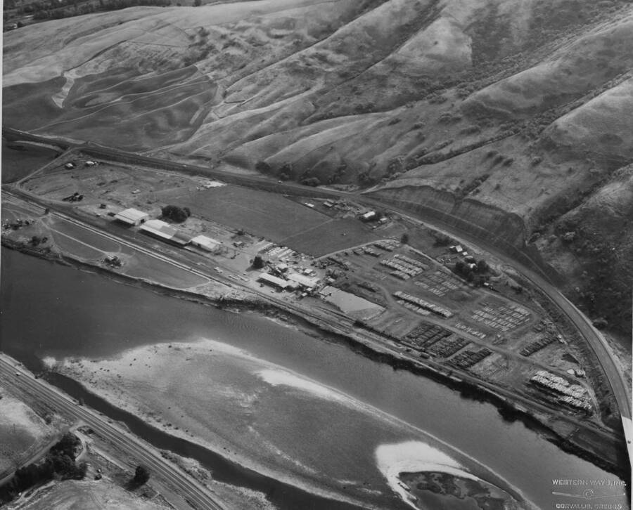 An aerial photograph of the mill at Spalding, Idaho.