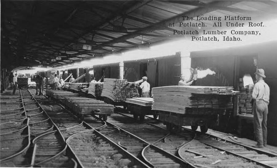 The loading platform at the Potlatch mill. Note that the area is covered by the roof.