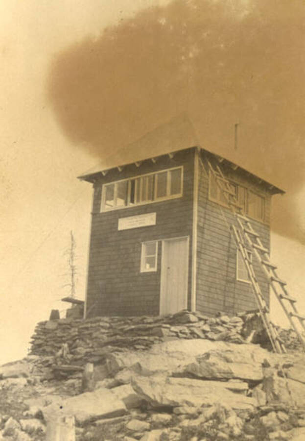 The tower was completed in the fall of 1916.  The lower part is used for living quarters, the upper for fire detection.