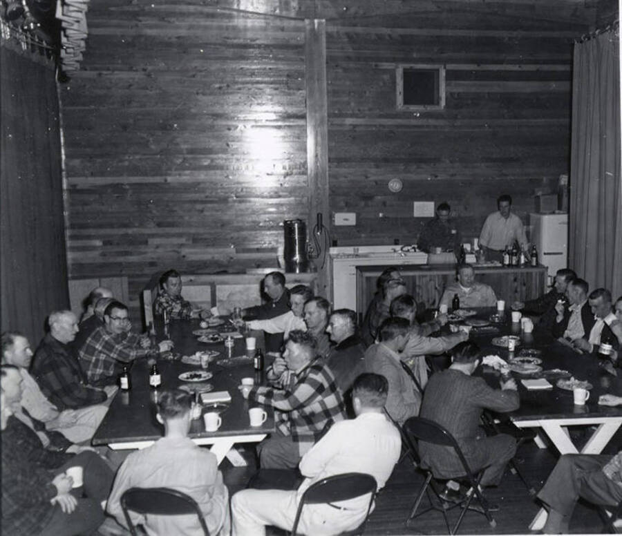 The retirement party for Curly Hanson of camp 62. Party was held in Headquarters, ID.