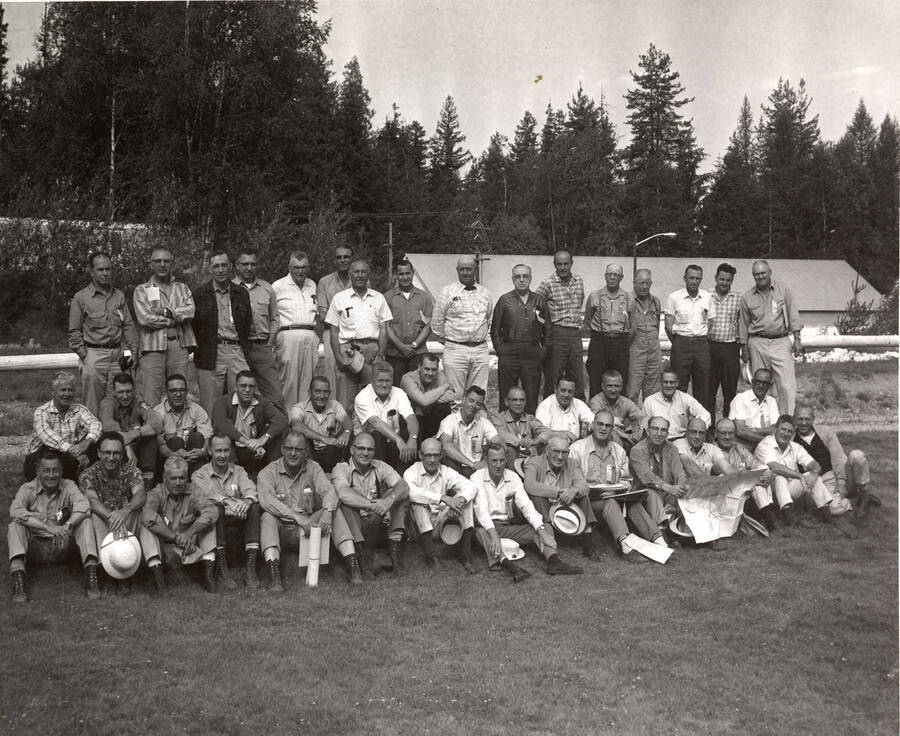 The men of the Land Board pose a group picture.