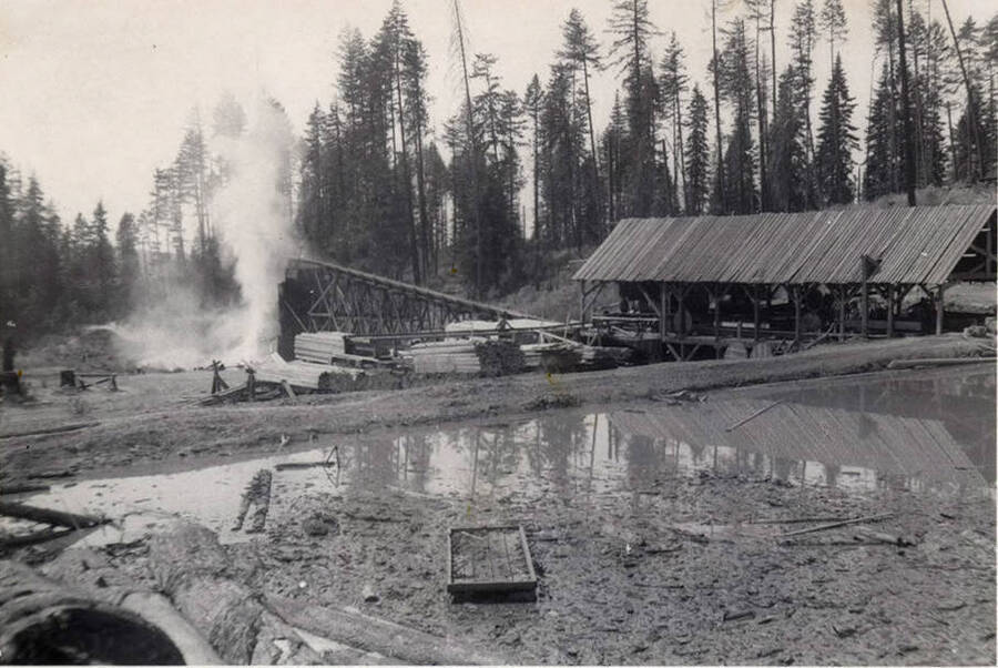 Lumber waits for transport at the Maynard Mill in Glenwood, ID.