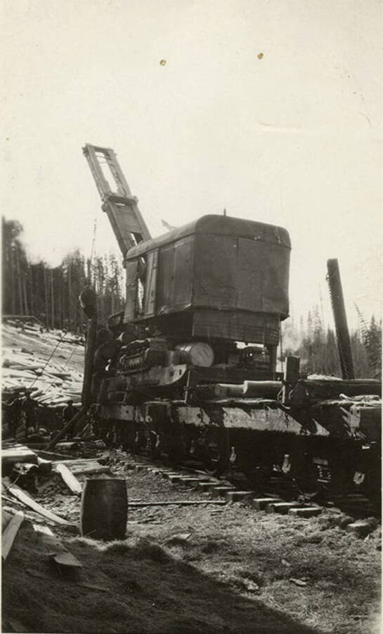 An early rail crane loader. Note attached to photograph says it is from the Oliver Machinery Co.