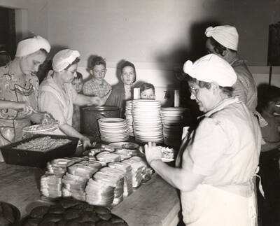 School Cafeteria serving line.