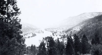 Looking down at Potlatch and the flooding that happened in 1948.