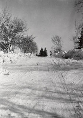 Local street after being plowed.