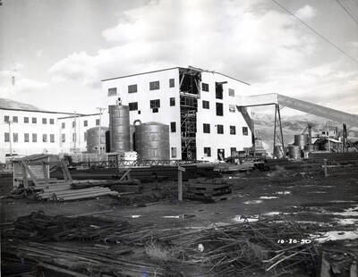 Recovery and boiler room building construction with the siding going up.