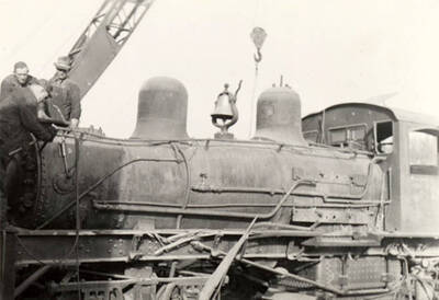 Views of the dismantling of a shay engine.