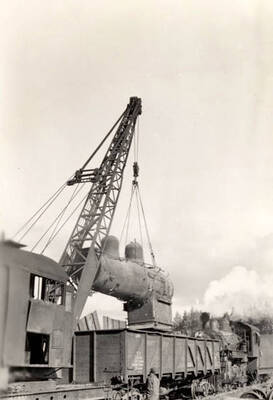 Views of the dismantling of a shay engine.
