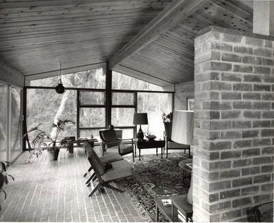 The inside of a house whose roof was made by Potlatch products.