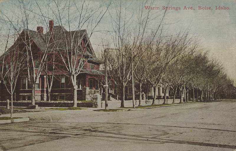 Postcard is of Warm Springs Avenue in Boise, Idaho.