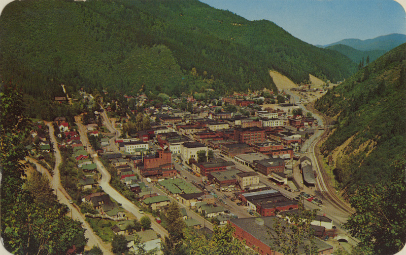 Postcard is of Wallace, Idaho.