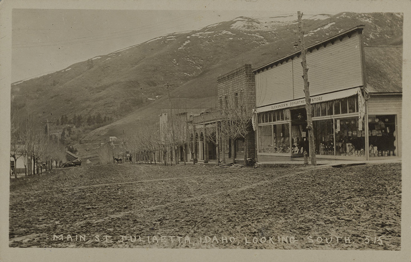 Postcard of Main St. in Juliaetta, Idaho looking South.