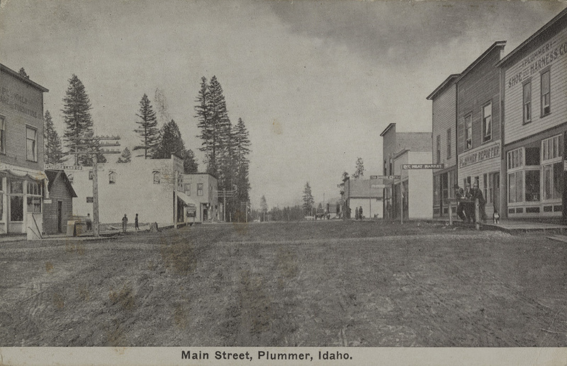 Postcard of Main Street in Plummer, Idaho.