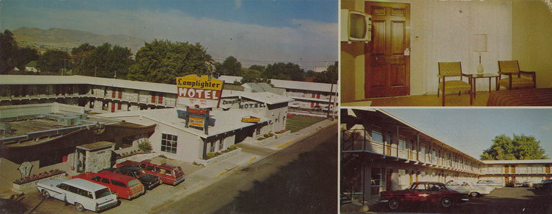 Postcard of the Lamplighter Motel in Pocatello, Idaho.