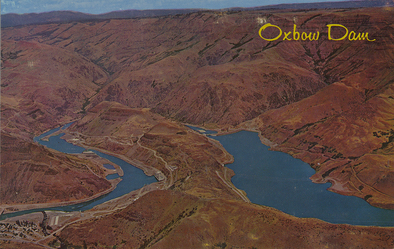 Postcard of the Oxbow Dam on the Snake River in Hells Canyon between Oregon and Idaho.