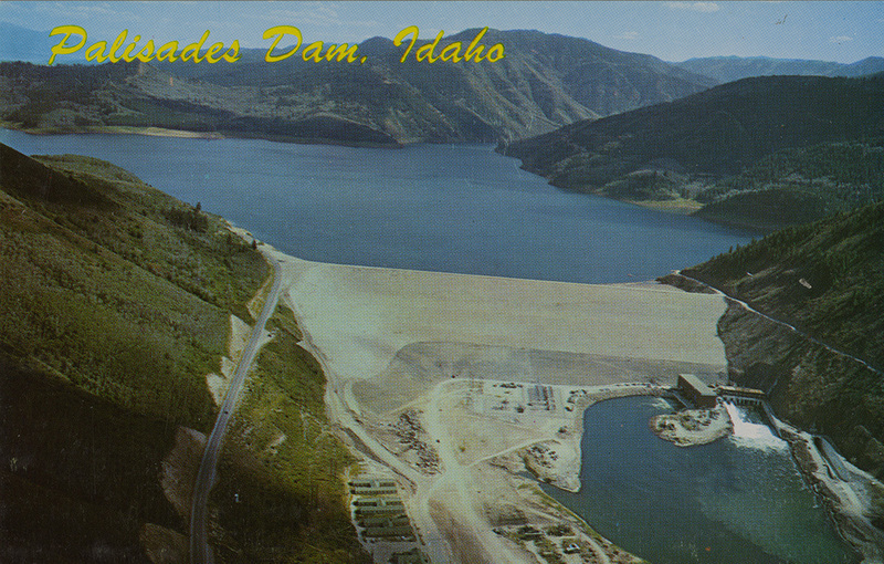 Postcard of the Palisades Dam on the Snake River near Idaho Falls, Idaho.