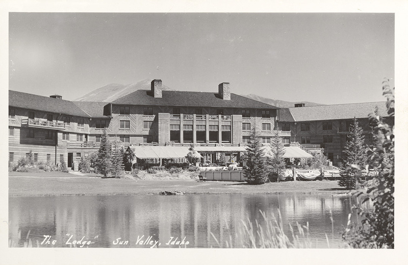 Postcard of the lodge at Sun Valley Resort in Sun Valley, Idaho.