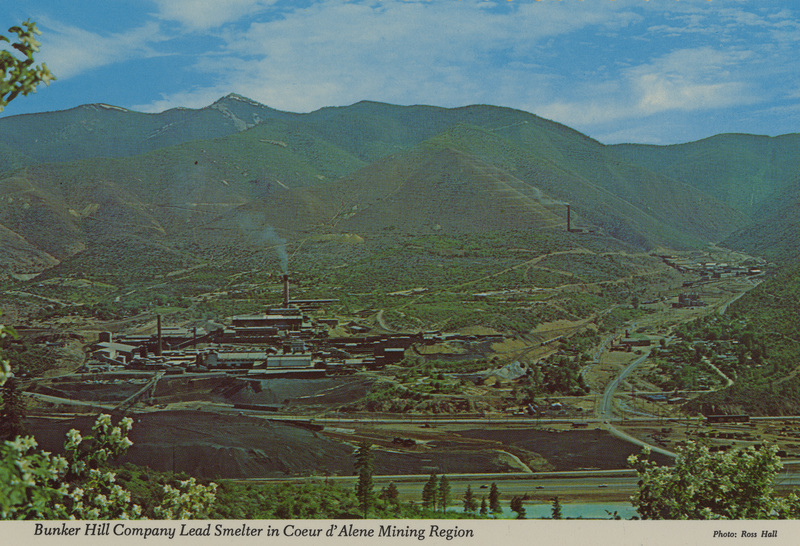 Postcard of the Bunker Hill Company lead smelter in the Coeur d'Alene mining region.