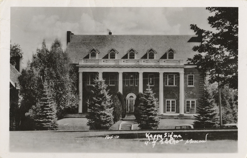 Postcard of the Kappa Sigma House on the University of Idaho campus in Moscow, Idaho.